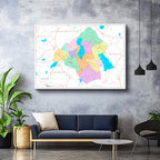 Yatay Kanvas Tablo Isparta Siyasi Sınır Harita Tablosu Ev Ofis Duvar Dekoru