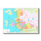 Yatay Kanvas Tablo İzmir İdari Bölümler Harita Tablosu Ev Ofis Duvar Dekoru