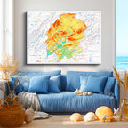 Yatay Kanvas Tablo Kahramanmaraş Coğrafi Yapı Harita Tablosu Ev Ofis Duvar Dekoru