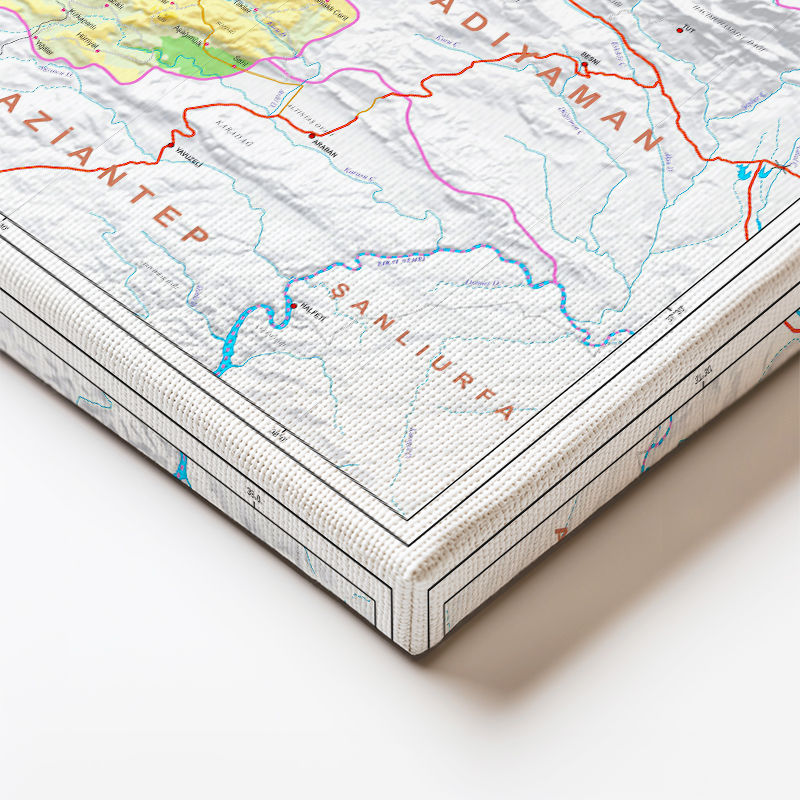 Yatay Kanvas Tablo Kahramanmaraş Coğrafi Yapı Harita Tablosu Ev Ofis Duvar Dekoru