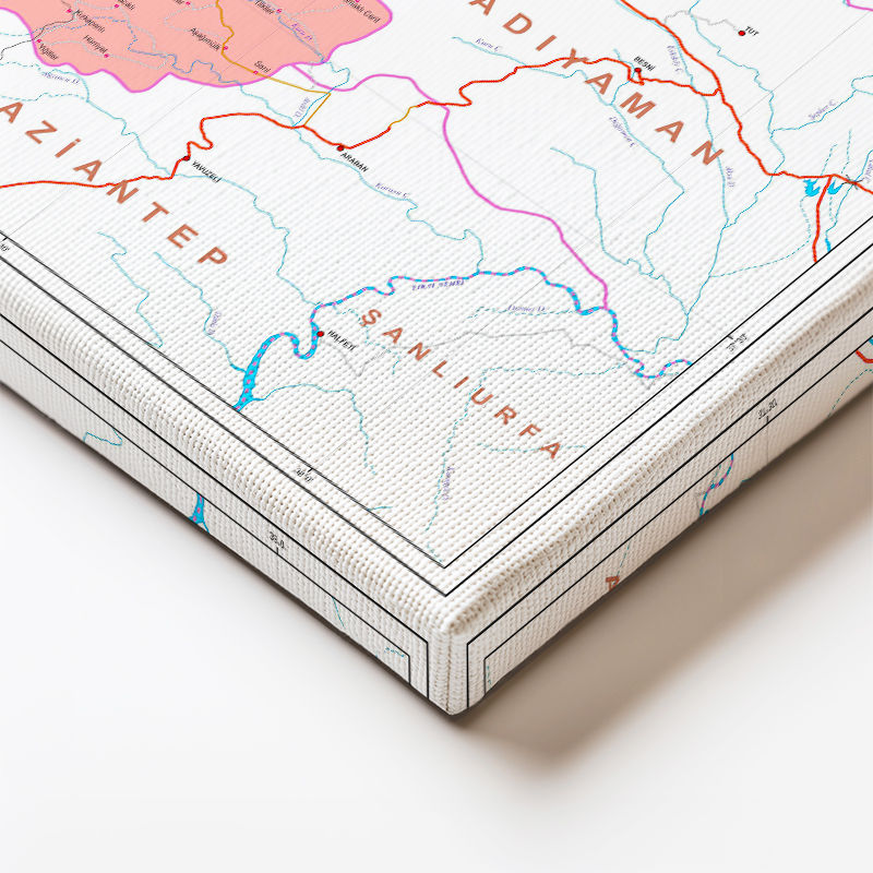 Yatay Kanvas Tablo Kahramanmaraş Yerleşim Planı Harita Tablosu Ev Ofis Duvar Dekoru