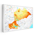 Yatay Kanvas Tablo Karaman Arazi Şekilleri Harita Tablosu Ev Ofis Duvar Dekoru