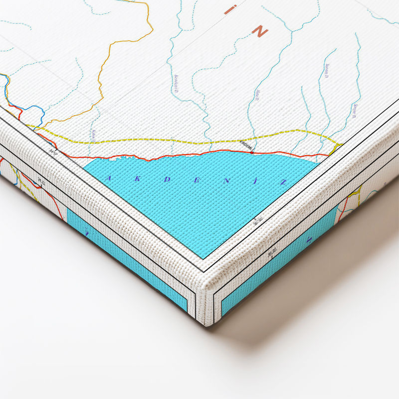 Yatay Kanvas Tablo Karaman Siyasi Sınır Harita Tablosu Ev Ofis Duvar Dekoru