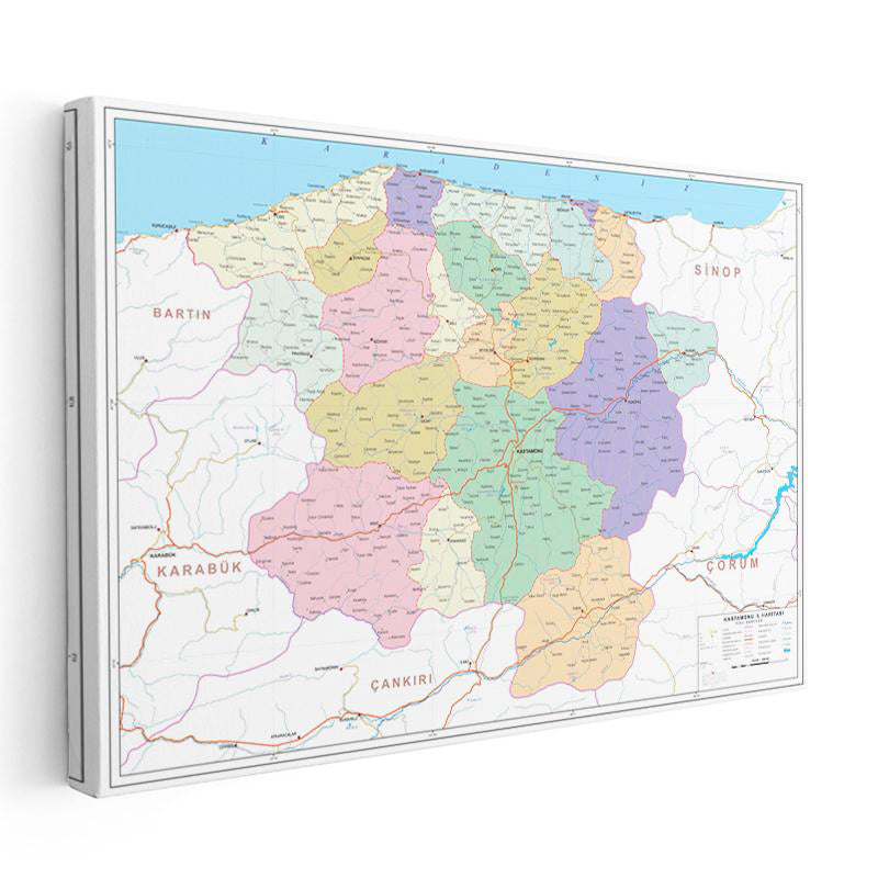 Yatay Kanvas Tablo Kastamonu Yerleşim Planı Harita Tablosu Ev Ofis Duvar Dekoru