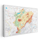 Yatay Kanvas Tablo Kayseri Topografik Çizim Harita Tablosu Ev Ofis Duvar Dekoru