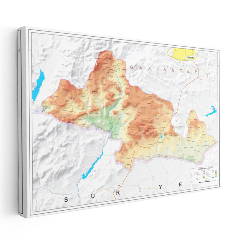 Yatay Kanvas Tablo Kilis Doğal Oluşum Harita Tablosu Ev Ofis Duvar Dekoru