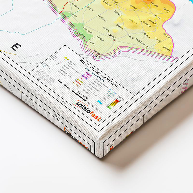 Yatay Kanvas Tablo Kilis Doğal Oluşum Harita Tablosu Ev Ofis Duvar Dekoru