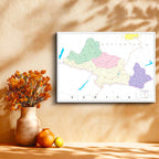 Yatay Kanvas Tablo Kilis İlçe Detaylı Harita Tablosu Ev Ofis Duvar Dekoru