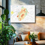 Yatay Kanvas Tablo Kırıkkale Arazi Şekilleri Harita Tablosu Ev Ofis Duvar Dekoru