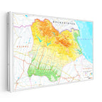 Yatay Kanvas Tablo Kırklareli Fiziki Yeryüzü Harita Tablosu Ev Ofis Duvar Dekoru