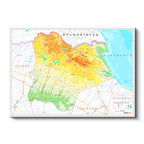 Yatay Kanvas Tablo Kırklareli Fiziki Yeryüzü Harita Tablosu Ev Ofis Duvar Dekoru