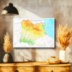 Yatay Kanvas Tablo Kırklareli Fiziki Yeryüzü Harita Tablosu Ev Ofis Duvar Dekoru