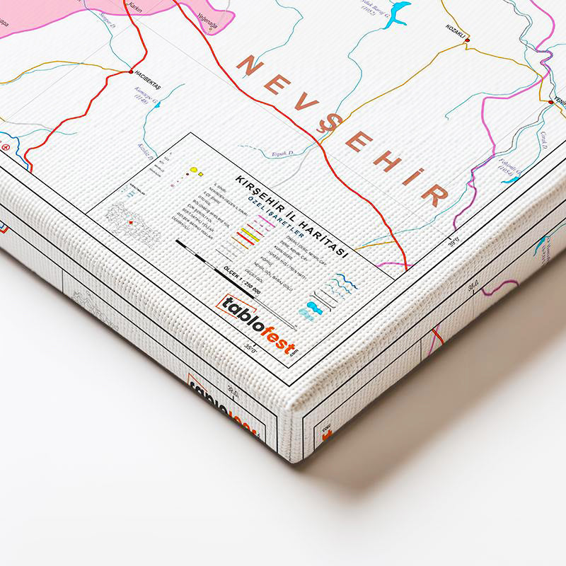 Yatay Kanvas Tablo Kırşehir Yerleşim Planı Harita Tablosu Ev Ofis Duvar Dekoru