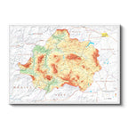 Yatay Kanvas Tablo Kütahya Doğal Oluşum Harita Tablosu Ev Ofis Duvar Dekoru