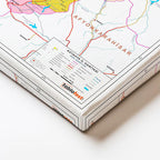 Yatay Kanvas Tablo Kütahya İlçe Sınırları Harita Tablosu Ev Ofis Duvar Dekoru