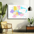 Yatay Kanvas Tablo Malatya Siyasi Sınır Harita Tablosu Ev Ofis Duvar Dekoru