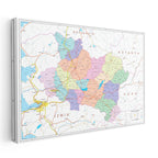 Yatay Kanvas Tablo Manisa İdari Bölümler Harita Tablosu Ev Ofis Duvar Dekoru