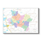 Yatay Kanvas Tablo Manisa İdari Bölümler Harita Tablosu Ev Ofis Duvar Dekoru