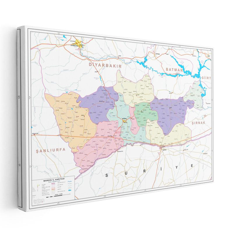 Yatay Kanvas Tablo Mardin Yerleşim Planı Harita Tablosu Ev Ofis Duvar Dekoru