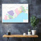 Yatay Kanvas Tablo Mersin Mülki İdare Harita Tablosu Ev Ofis Duvar Dekoru