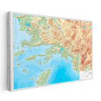 Yatay Kanvas Tablo Muğla Doğal Oluşum Harita Tablosu Ev Ofis Duvar Dekoru