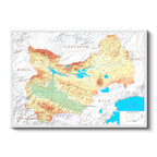 Yatay Kanvas Tablo Muş Arazi Şekilleri Harita Tablosu Ev Ofis Duvar Dekoru