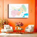 Yatay Kanvas Tablo Muş Siyasi Sınır Harita Tablosu Ev Ofis Duvar Dekoru