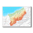 Yatay Kanvas Tablo Rize Topografik Çizim Harita Tablosu Ev Ofis Duvar Dekoru