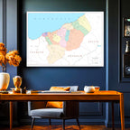 Yatay Kanvas Tablo Rize İdari Bölümler Harita Tablosu Ev Ofis Duvar Dekoru