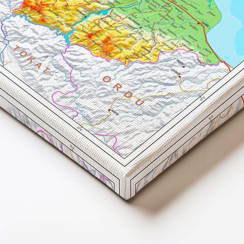 Yatay Kanvas Tablo Samsun Arazi Şekilleri Harita Tablosu Ev Ofis Duvar Dekoru