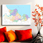 Yatay Kanvas Tablo Samsun Siyasi Sınır Harita Tablosu Ev Ofis Duvar Dekoru