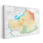 Yatay Kanvas Tablo Şanlıurfa Fiziki Yeryüzü Harita Tablosu Ev Ofis Duvar Dekoru