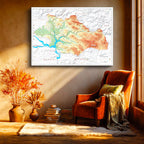 Yatay Kanvas Tablo Siirt Fiziki Yeryüzü Harita Tablosu Ev Ofis Duvar Dekoru