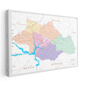 Yatay Kanvas Tablo Siirt İdari Bölümler Harita Tablosu Ev Ofis Duvar Dekoru