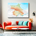 Yatay Kanvas Tablo Sinop Coğrafi Yapı Harita Tablosu Ev Ofis Duvar Dekoru