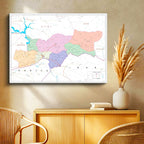 Yatay Kanvas Tablo Şırnak Mülki İdare Harita Tablosu Ev Ofis Duvar Dekoru