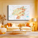 Yatay Kanvas Tablo Sivas Arazi Şekilleri Harita Tablosu Ev Ofis Duvar Dekoru