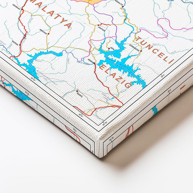 Yatay Kanvas Tablo Sivas Siyasi Sınır Harita Tablosu Ev Ofis Duvar Dekoru