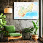 Yatay Kanvas Tablo Tekirdağ Doğal Yüzey Harita Tablosu Ev Ofis Duvar Dekoru