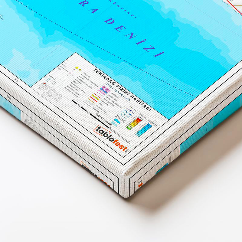 Yatay Kanvas Tablo Tekirdağ Doğal Yüzey Harita Tablosu Ev Ofis Duvar Dekoru