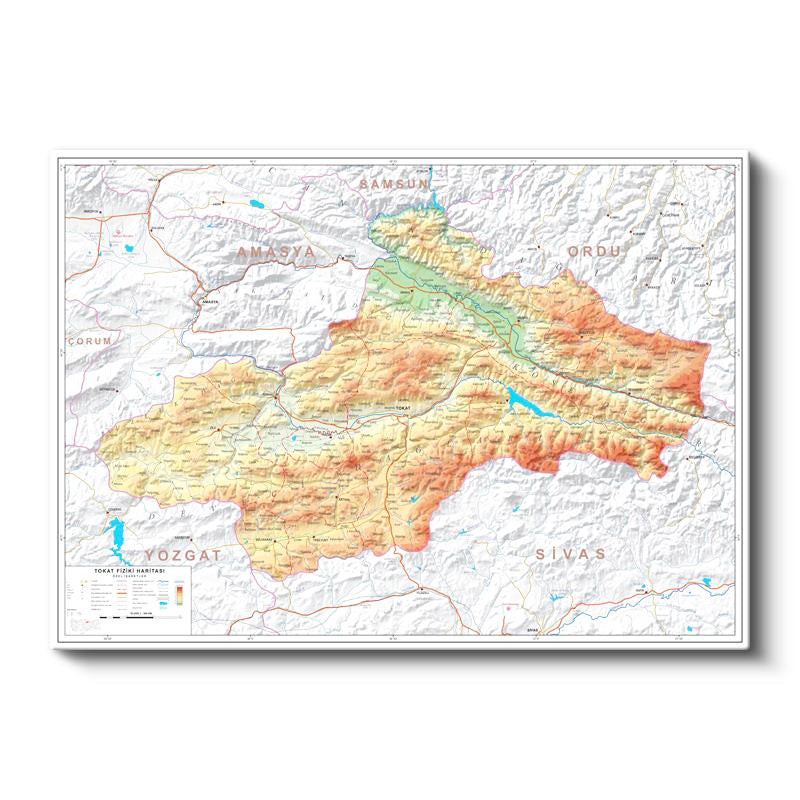 Yatay Kanvas Tablo Tokat Fiziki Yeryüzü Harita Tablosu Ev Ofis Duvar Dekoru