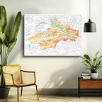 Yatay Kanvas Tablo Tokat Fiziki Yeryüzü Harita Tablosu Ev Ofis Duvar Dekoru