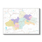 Yatay Kanvas Tablo Tokat İdari Bölümler Harita Tablosu Ev Ofis Duvar Dekoru