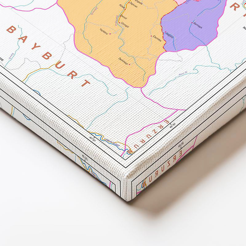 Yatay Kanvas Tablo Trabzon Yerleşim Planı Harita Tablosu Ev Ofis Duvar Dekoru