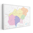 Yatay Kanvas Tablo Uşak İlçe Detaylı Harita Tablosu Ev Ofis Duvar Dekoru