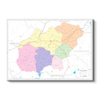 Yatay Kanvas Tablo Uşak İlçe Detaylı Harita Tablosu Ev Ofis Duvar Dekoru