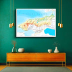 Yatay Kanvas Tablo Yalova Arazi Şekilleri Harita Tablosu Ev Ofis Duvar Dekoru