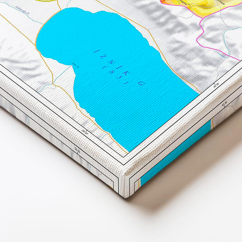 Yatay Kanvas Tablo Yalova Arazi Şekilleri Harita Tablosu Ev Ofis Duvar Dekoru