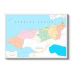 Yatay Kanvas Tablo Yalova Siyasi Sınır Harita Tablosu Ev Ofis Duvar Dekoru