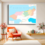 Yatay Kanvas Tablo Yalova Siyasi Sınır Harita Tablosu Ev Ofis Duvar Dekoru